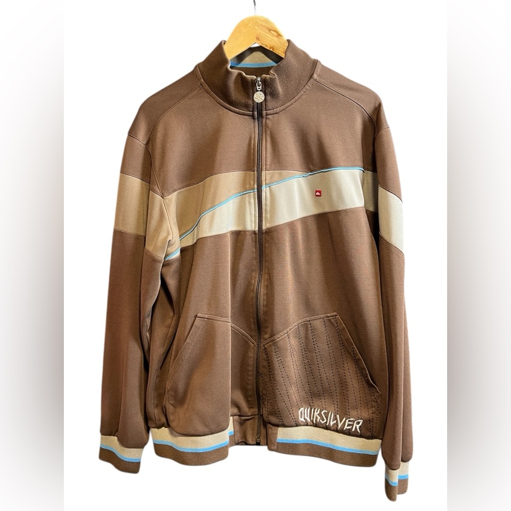 Quiksilver Vintage Chocolate and Beige Zip-Up Jacket